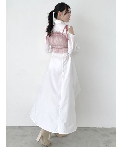 dazzlin（ダズリン）の「2wayチュールビスチェ（キャミソール・レディース・ブラック/オフホワイト/グレー/ピンク/ベージュ・FREE）」の15枚目の写真