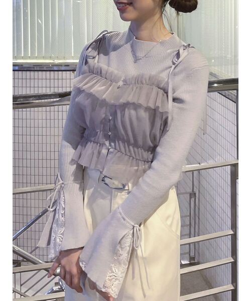 dazzlin（ダズリン）の「2wayチュールビスチェ（キャミソール・レディース・ブラック/オフホワイト/グレー/ピンク/ベージュ・FREE）」の14枚目の写真