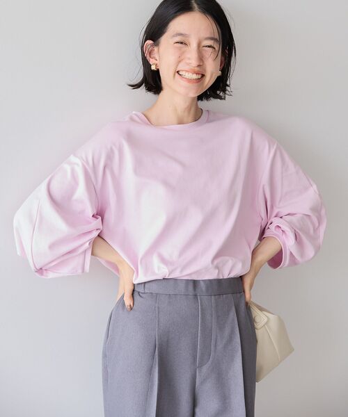 AMERICAN HOLIC（アメリカンホリック）の「7分袖タックスリーブカットプルオーバー（Tシャツ/カットソー・レディース・その他7/オフホワイト/グレー/ピンク・M/L）」の15枚目の写真