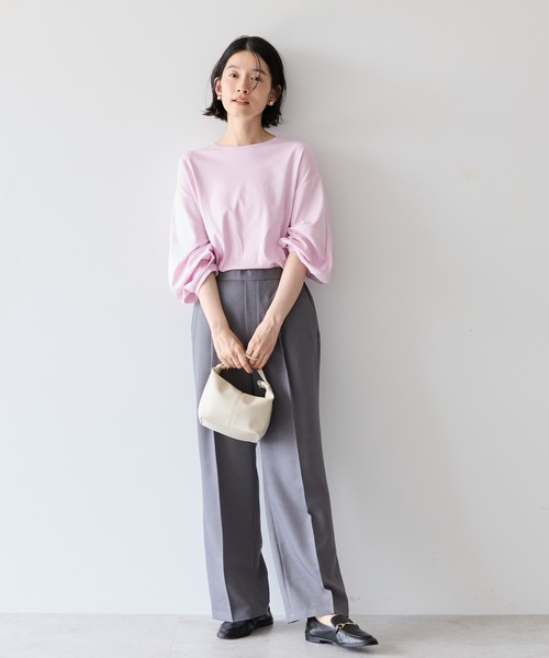AMERICAN HOLIC（アメリカンホリック）の「7分袖タックスリーブカットプルオーバー（Tシャツ/カットソー・レディース・その他7/オフホワイト/グレー/ピンク・M/L）」の10枚目の写真