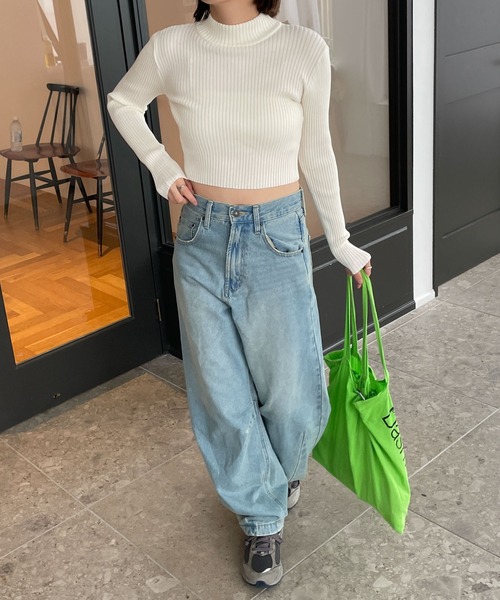 WEGO（ウィゴー）の「WEGO/リブハイネックショートニット（ニット/セーター・レディース・ブルー/スミクロ/ブラック/オフホワイト/その他1・FREE）」の6枚目の写真