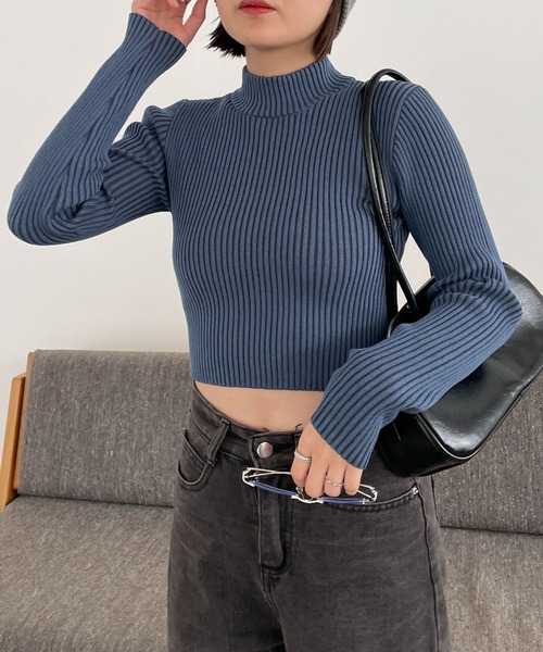 WEGO（ウィゴー）の「WEGO/リブハイネックショートニット（ニット/セーター・レディース・ブルー/スミクロ/ブラック/オフホワイト/その他1・FREE）」の21枚目の写真