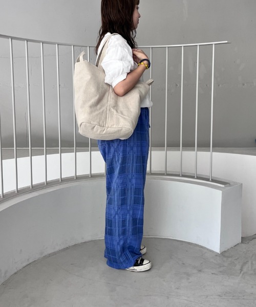 EARTH MADE（アースメイド）の「BRUSHED LINEN 2WAY HANDLE TOTE（トートバッグ・レディース・ブラック/ブラウン/キナリ・FREE）」の5枚目の写真
