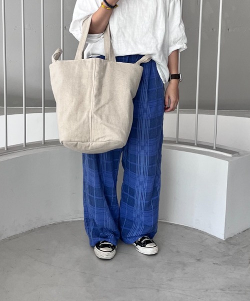 EARTH MADE（アースメイド）の「BRUSHED LINEN 2WAY HANDLE TOTE（トートバッグ・レディース・ブラック/ブラウン/キナリ・FREE）」の6枚目の写真