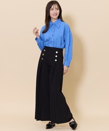 金ボタンセンタータックワイドパンツ