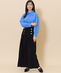 セザンヌ ウール タック入り 金ボタン ワイドパンツ セザンヌ ウール タック入り 金ボタン ワイドパンツ ボトムス