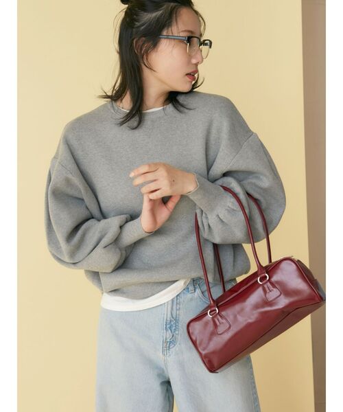 Ungrid（アングリッド）の「【WEB限定】スリーブタックスウェットライクルーズニット（ニット/セーター・レディース・ライトグレー/レッド/ピンク/ブラック/ブルー・FREE）」の8枚目の写真