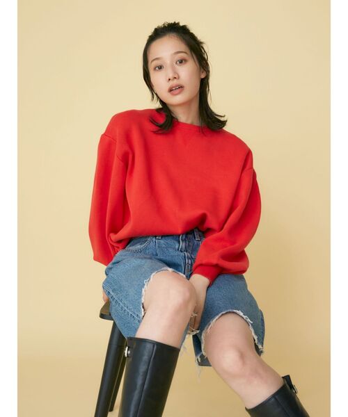 Ungrid（アングリッド）の「【WEB限定】スリーブタックスウェットライクルーズニット（ニット/セーター・レディース・ライトグレー/レッド/ピンク/ブラック/ブルー・FREE）」の15枚目の写真