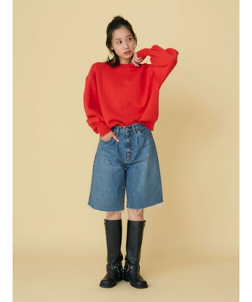 Ungrid（アングリッド）の「【WEB限定】スリーブタックスウェットライクルーズニット（ニット/セーター・レディース・ライトグレー/レッド/ピンク/ブラック/ブルー・FREE）」の17枚目の写真