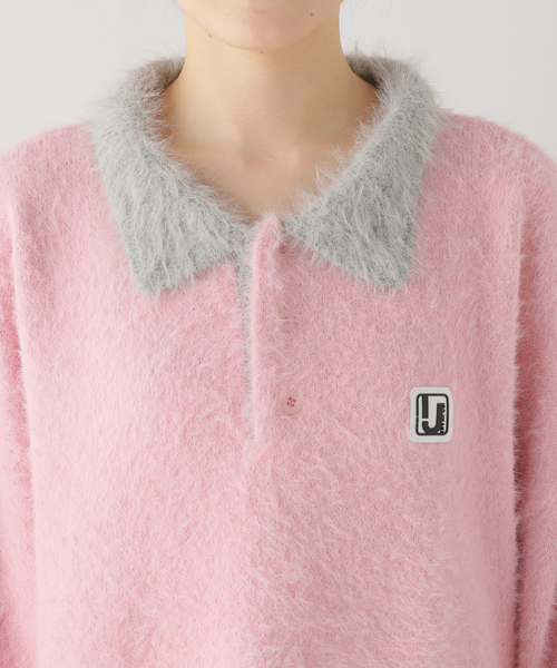 【irojikake】FLUFFY RUGBY SHIRT（GRAY）イロジカケ irojikake】FLUFFY RUGBY SHIRT（GRAY）イロジカケ