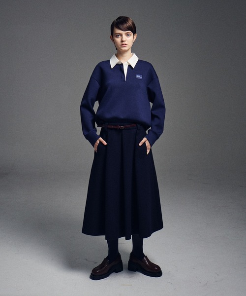 トップス Mardi NEOPRENE CROPPED SHIRT PIQUET NEOPRENE CROPPED SHIRT PIQUET FLOWER_CHARCOAL IVORY - MARDI