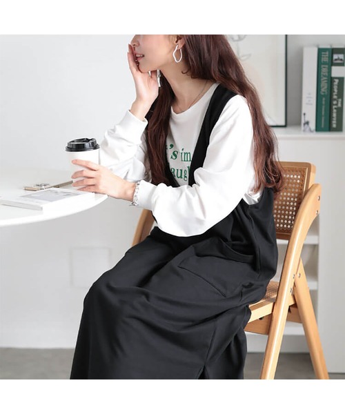 ドレス ベスト Vネック ロングスカート レディース ap retro ジャンパースカート 「apretro」Vネックロング