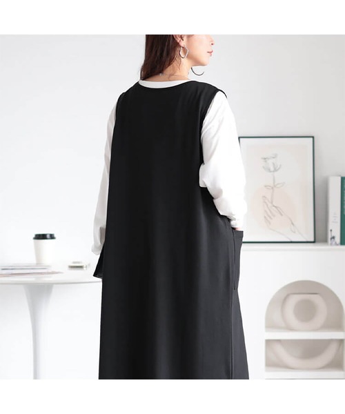 ドレス ロングスカート Vネック ベスト ap retro ジャンパースカート 「apretro」Vネックロング