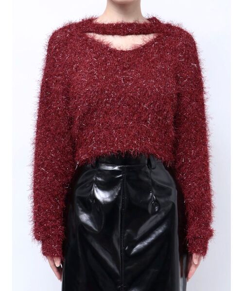 MURUA（ムルーア）の「フェザーチョーカーニット（ニット/セーター・レディース・ブラック/アイボリー/ボルドー/ブルー・FREE）」の14枚目の写真