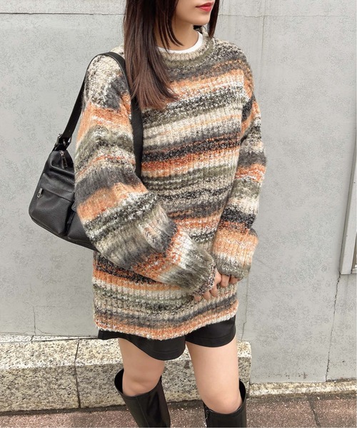 INGNI（イング）の「畦グラデーションシャギーニット（ニット/セーター・レディース・マスタード/ブルー/オレンジ・M）」の11枚目の写真