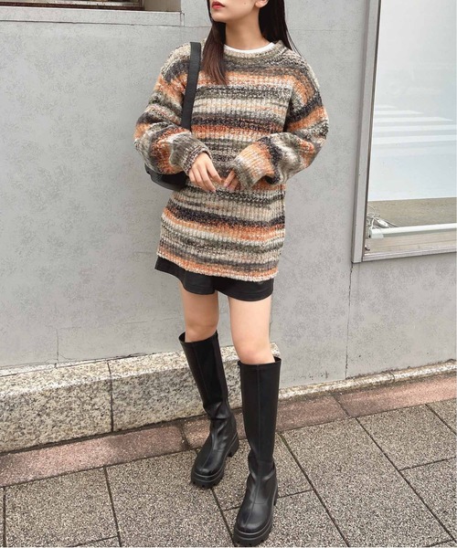 INGNI（イング）の「畦グラデーションシャギーニット（ニット/セーター・レディース・マスタード/ブルー/オレンジ・M）」の16枚目の写真