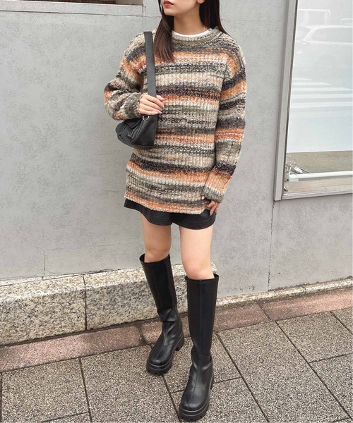 INGNI（イング）の「畦グラデーションシャギーニット（ニット/セーター・レディース・マスタード/ブルー/オレンジ・M）」の17枚目の写真