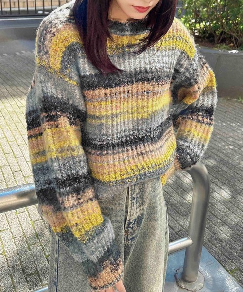 INGNI（イング）の「畦グラデーションシャギーニット（ニット/セーター・レディース・マスタード/ブルー/オレンジ・M）」の21枚目の写真