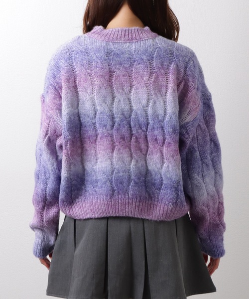 セール】ラウンドネック ショート丈 グラデーション 配色 リブ