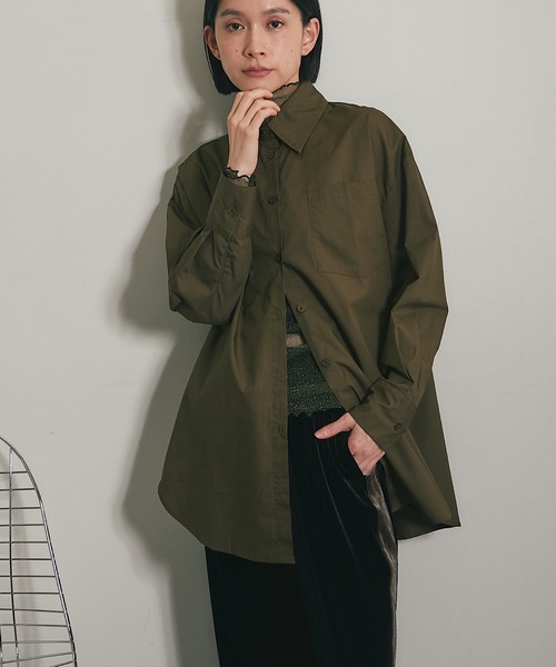 ANOTHER S(アナザーエス)の「コットン100%オーバーサイズシルエットシャツ(シャツ/ブラウス・レディース・パープル/カーキ/グレイッシュベージュ/ホワイト・FREE)」の11枚目の写真