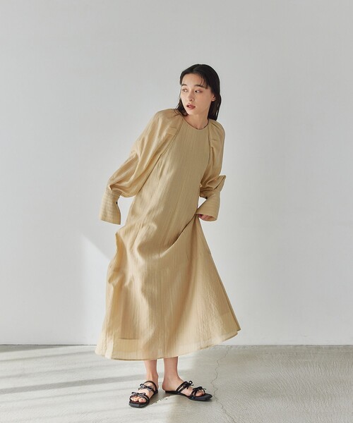 EMMEL REFINES（エメルリファインズ）の「＜EMMEL REFINES＞EM バックリボン パフショルダー ワンピース（ワンピース・レディース・ライム/ベージュ・M/S）」の16枚目の写真