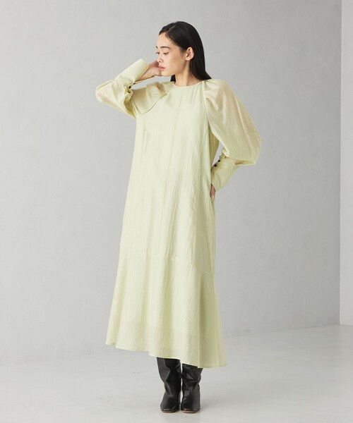 EMMEL REFINES（エメルリファインズ）の「＜EMMEL REFINES＞EM バックリボン パフショルダー ワンピース（ワンピース・レディース・ライム/ベージュ・M/S）」の11枚目の写真