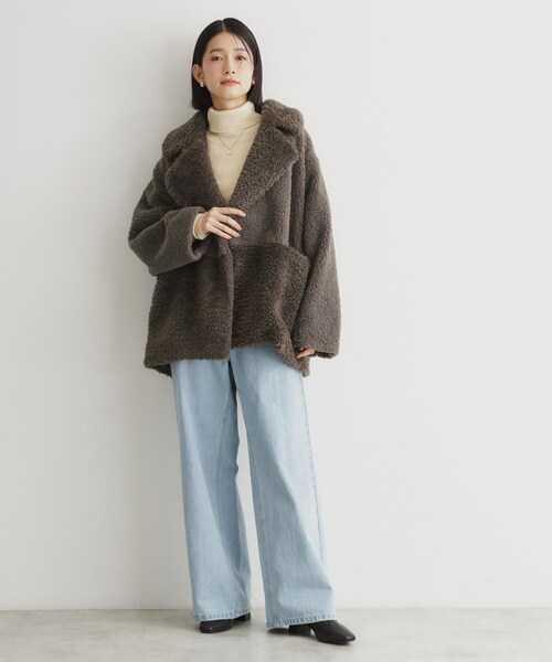 THE SHOP TK (ザ ショップ ティーケー )の「◆マシュマロボア素材切替Pコート(ピーコート・レディース・ブラウン系その他/ライトベージュ・13/12)」の13枚目の写真