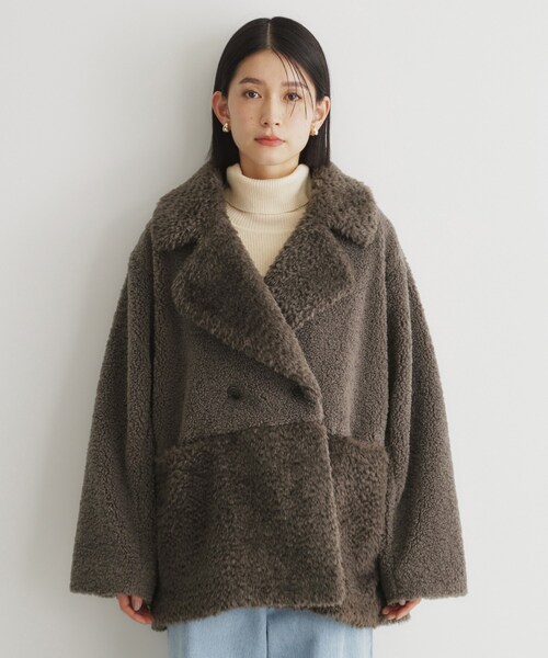 THE SHOP TK (ザ ショップ ティーケー )の「◆マシュマロボア素材切替Pコート(ピーコート・レディース・ブラウン系その他/ライトベージュ・13/12)」の10枚目の写真