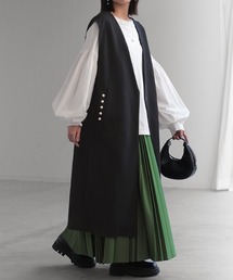 ロングジレ」に該当するレディースのベスト（ブラック/黒色系