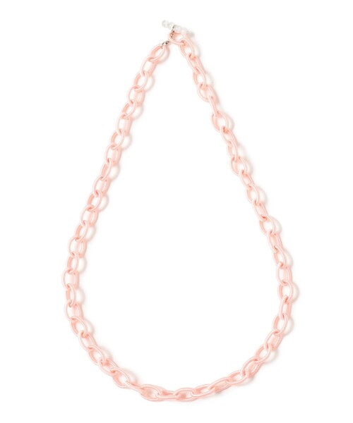 Ray BEAMS（レイビームス）の「Fabric チェーン ネックレス（ネックレス・レディース・ピンク/ダークブラウン・ONE SIZE）」の2枚目の写真