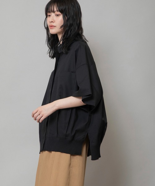 Munich(ミューニック)の「コットンリヨセルオックスリブヘムシャツ(シャツ/ブラウス・レディース・ホワイト/ブラック/サックスブルー/ネイビー×ホワイト・FREE)」の15枚目の写真