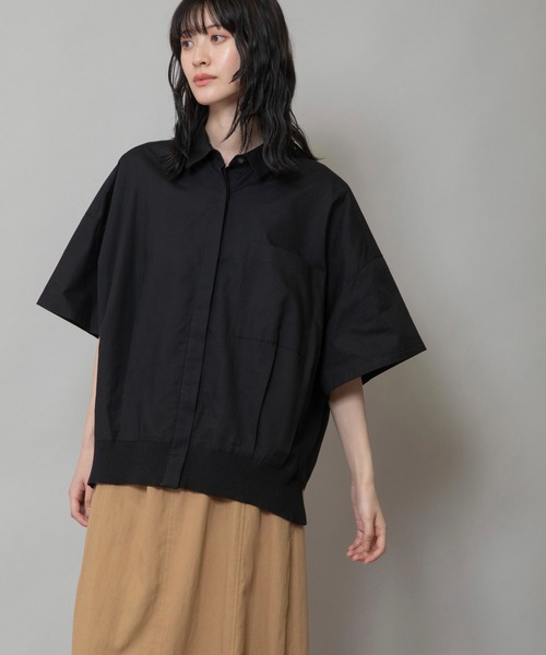 Munich(ミューニック)の「コットンリヨセルオックスリブヘムシャツ(シャツ/ブラウス・レディース・ホワイト/ブラック/サックスブルー/ネイビー×ホワイト・FREE)」の16枚目の写真