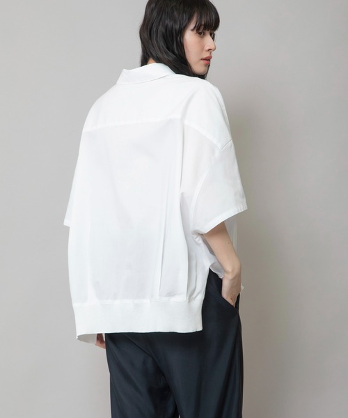 Munich(ミューニック)の「コットンリヨセルオックスリブヘムシャツ(シャツ/ブラウス・レディース・ホワイト/ブラック/サックスブルー/ネイビー×ホワイト・FREE)」の11枚目の写真