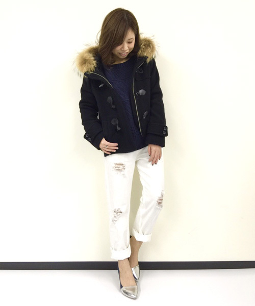 UNRELISH（アンレリッシュ）の「ファーフードショートダッフルコート（ダッフルコート・レディース・ホワイト/キャメル/ブラック・SMALL/MEDIUM）」の17枚目の写真