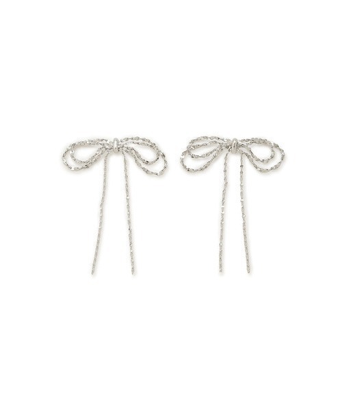 【新品】snidel リボンピアス シルバー セール】チェーンリボンピアス（ピアス（両耳用））｜SNIDEL