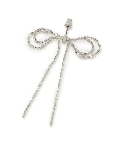 【新品】snidel リボンピアス シルバー セール】チェーンリボンピアス（ピアス（両耳用））｜SNIDEL