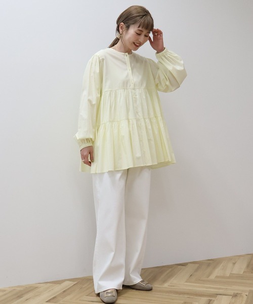 AMERICAN HOLIC（アメリカンホリック）の「ティアードギャザーブラウス（シャツ/ブラウス・レディース・ミント/ブルー系その他7/イエロー/オフホワイト/その他5・L/M）」の7枚目の写真