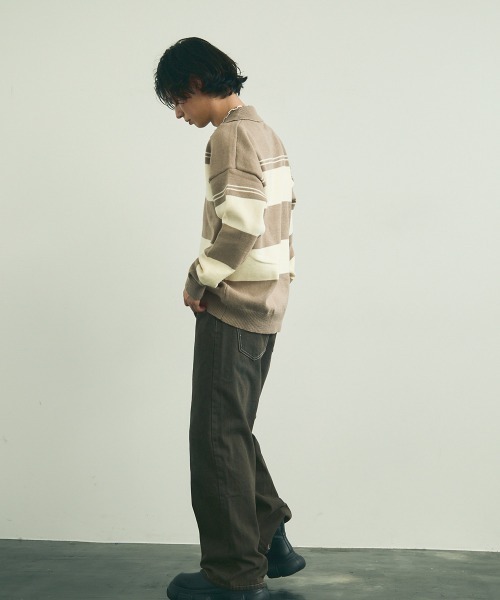 Shoowtime(ショウタイム)の「skipper knit striped pullover / スキッパーニットボーダープルオーバー(ニット/セーター・メンズ・ブラック系/ベージュ系・MEDIUM/LARGE/X-LARGE)」の14枚目の写真