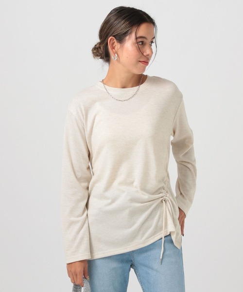 BAYFLOW（ベイフロー）の「[トレンドデザイン]アシメシャーリングプルオーバー（Tシャツ/カットソー・レディース・ブルー/オフホワイト/チャコール・FREE）」の2枚目の写真