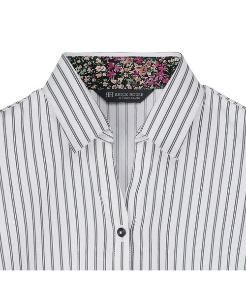 TOKYO SHIRTS(トウキョウシャツ)の「透け防止 形態安定ノーアイロン スキッパー 長袖ビジネスワイシャツ(ビジネスシャツ・レディース・グレー・M/L/XL/LL/S)」の3枚目の写真