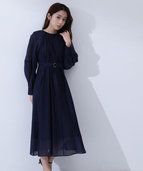NATURAL BEAUTY BASIC(ナチュラルビューティーベーシック)の「◇【Oggi掲載】ベルテッドフォルムシアーワンピース(ワンピース・レディース・ベージュ/ライトグリーン/ネイビー・MEDIUM/SMALL/P/S)」の1枚目の写真