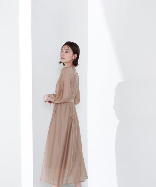 NATURAL BEAUTY BASIC(ナチュラルビューティーベーシック)の「◇【Oggi掲載】ベルテッドフォルムシアーワンピース(ワンピース・レディース・ベージュ/ライトグリーン/ネイビー・MEDIUM/SMALL/P/S)」の15枚目の写真