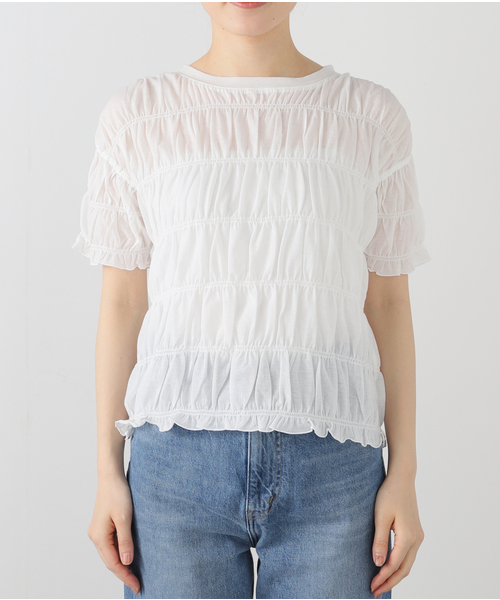 HAKUJI/ハクジ Twist jersey shirring Tシャツ H232516（Tシャツ