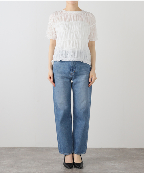 HAKUJI/ハクジ Twist jersey shirring Tシャツ HAKUJI/ハクジ Twist jersey shirring Tシャツ H232516（Tシャツ