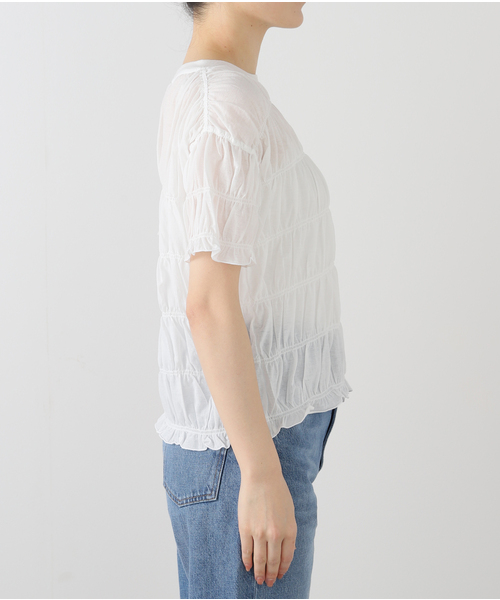 HAKUJI/ハクジ Twist jersey shirring Tシャツ H232516（Tシャツ