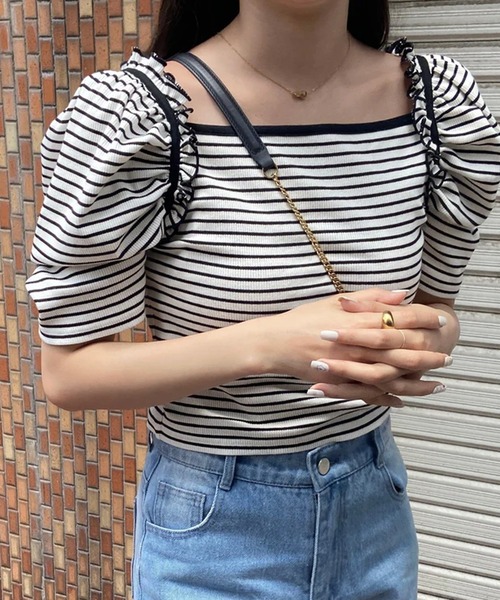 merrylatte(メリーラテ)の「パフ袖パワショルトップス(Tシャツ/カットソー・レディース・ホワイト系その他・FREE)」の9枚目の写真