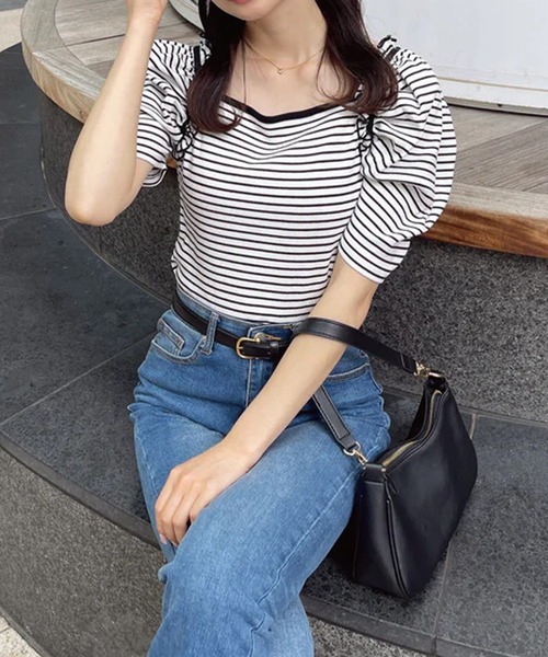 merrylatte(メリーラテ)の「パフ袖パワショルトップス(Tシャツ/カットソー・レディース・ホワイト系その他・FREE)」の13枚目の写真