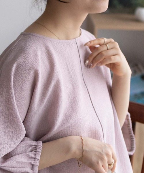 NAVY(ネイビー)の「nAvy 裾サイドシャーリングブラウス(シャツ/ブラウス・レディース・ミント/ライトピンク/ブラウン系・M/L)」の4枚目の写真