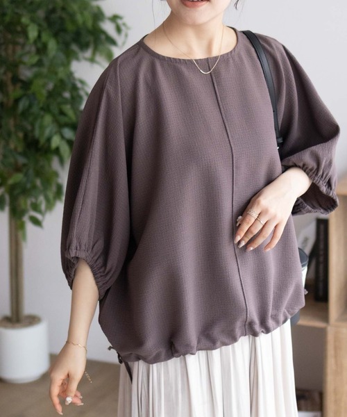 NAVY(ネイビー)の「nAvy 裾サイドシャーリングブラウス(シャツ/ブラウス・レディース・ミント/ライトピンク/ブラウン系・M/L)」の6枚目の写真