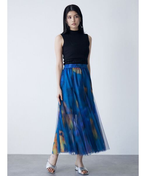 MURUA(ムルーア)の「シェイドフラワーチュールスカート(スカート・レディース・ブラック/ブルー/アイボリー・FREE)」の4枚目の写真